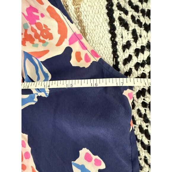 Lilly Pulitzer Dahlia Silk Top in Navy Bright Pom Pom Print - Picture 5 of 8